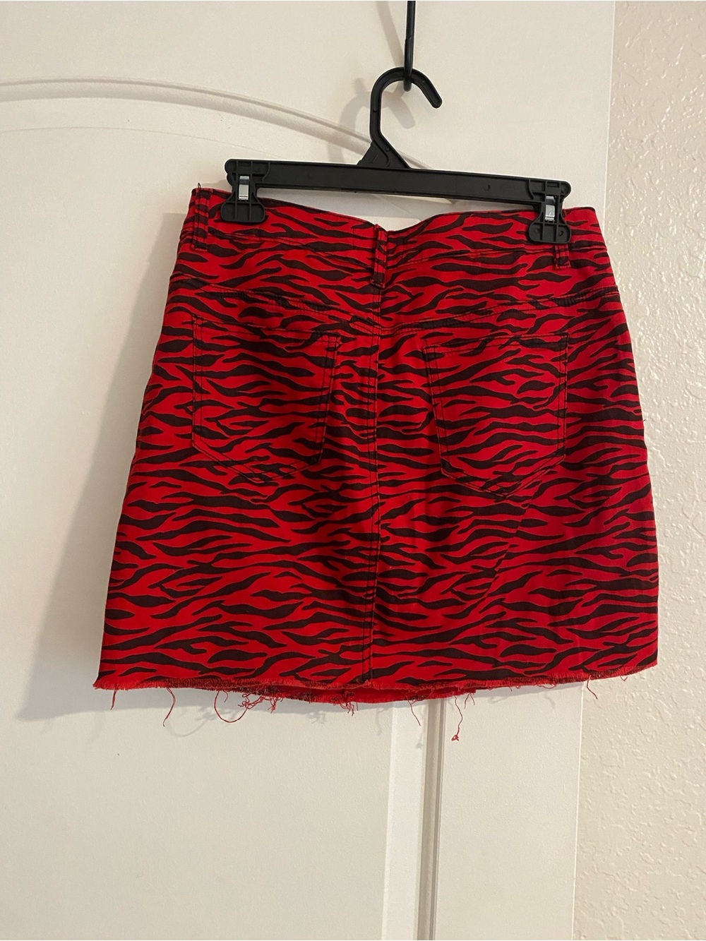 Red and Black Zebra Print Mini Skirt - Women's - Picture 2 of 3